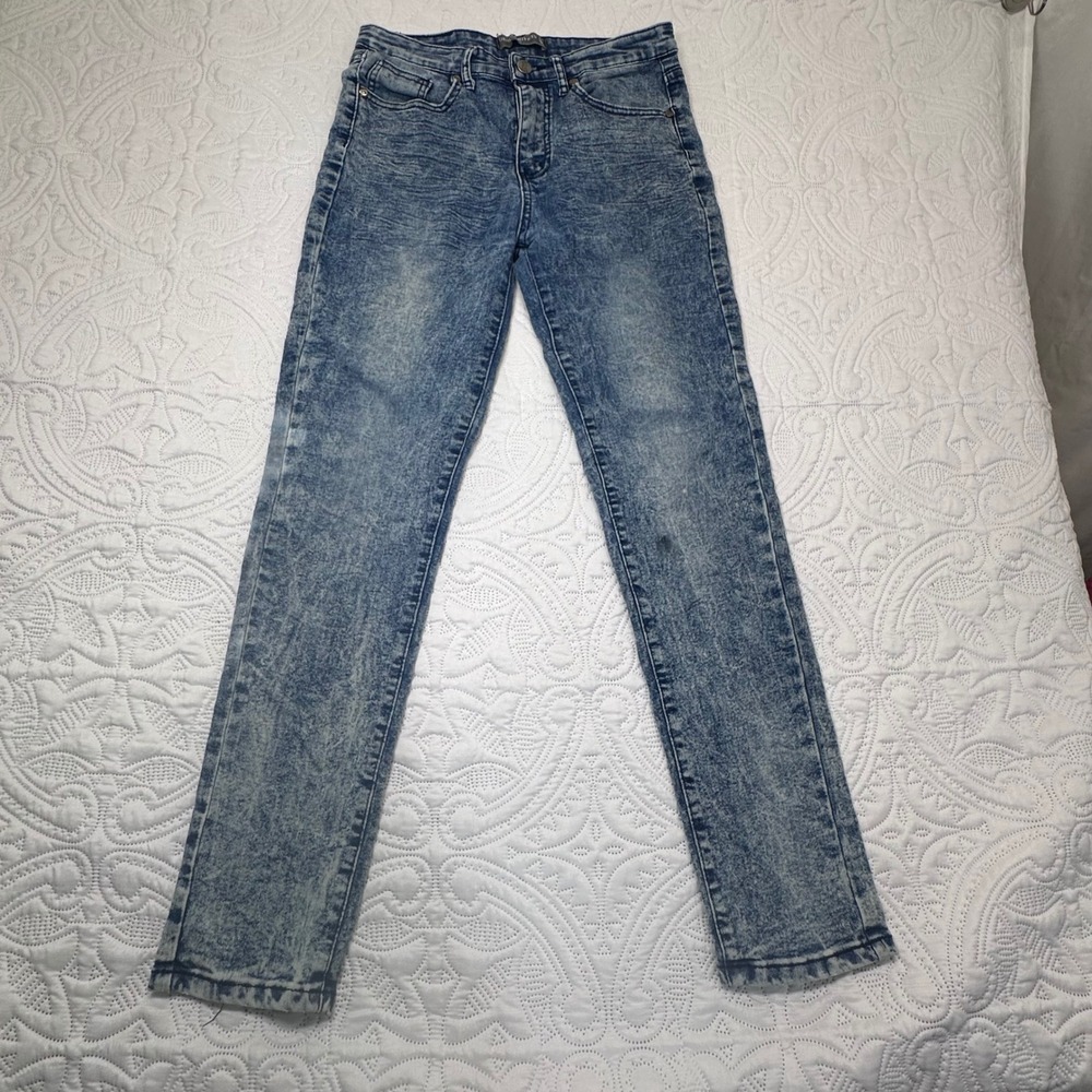 Y2K retro Denim & Rivets Blue Acid Wash Skinny Jeans Girls Size 16